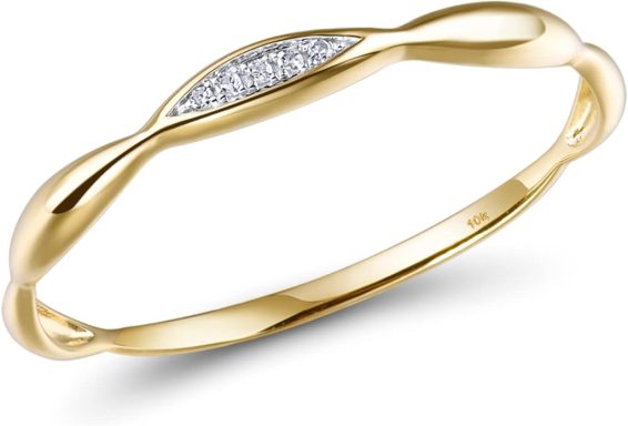 Santuzza 10K Solid Gold Genuine Diamond Ring