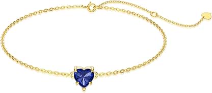 NFYBD 14k Gold Love Heart Gemstone Bracelet